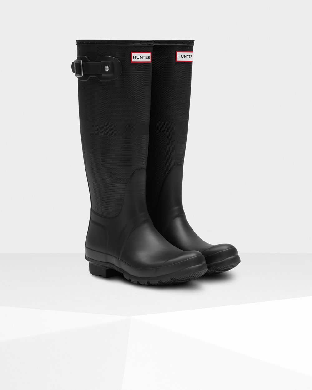 Hunter Original Exploded Logo Texture Tall Rain Boots - Online Womens Black - TIKFJZ826